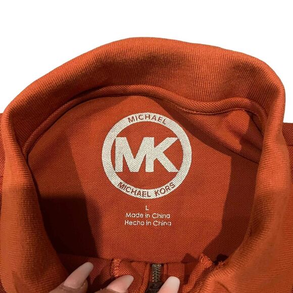 Michael Kors Short Sleeve Zippered Front Collared Polo Shirt Size Large - Picture 2 of 4